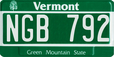 VT license plate NGB792