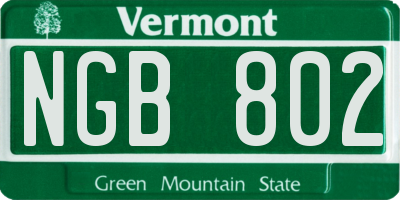VT license plate NGB802