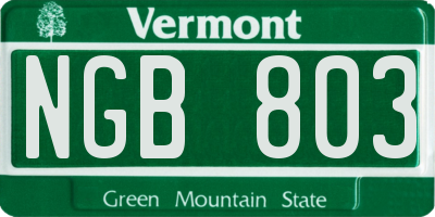 VT license plate NGB803