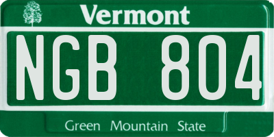 VT license plate NGB804