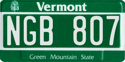 VT license plate NGB807