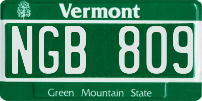 VT license plate NGB809