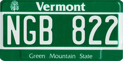 VT license plate NGB822