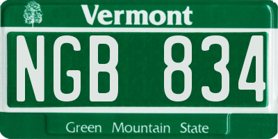VT license plate NGB834