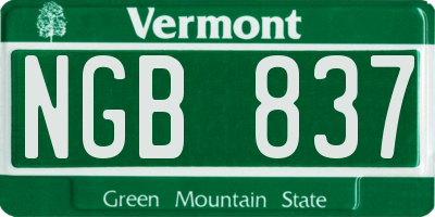 VT license plate NGB837