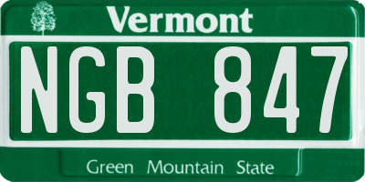 VT license plate NGB847