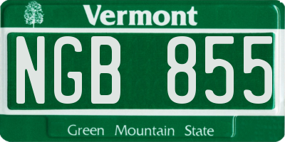 VT license plate NGB855