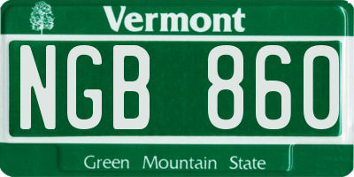 VT license plate NGB860