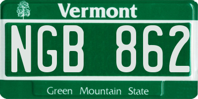 VT license plate NGB862