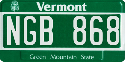 VT license plate NGB868