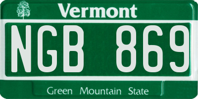 VT license plate NGB869