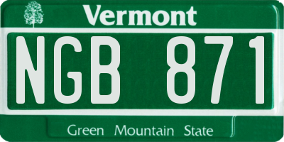 VT license plate NGB871