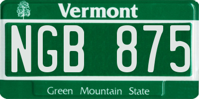 VT license plate NGB875