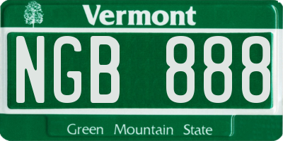 VT license plate NGB888