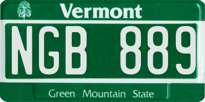 VT license plate NGB889