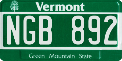 VT license plate NGB892