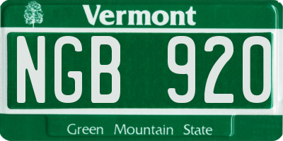 VT license plate NGB920