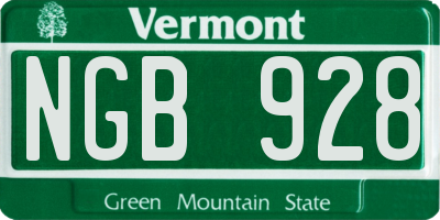 VT license plate NGB928