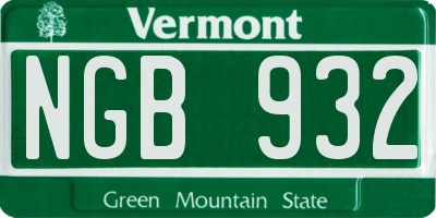 VT license plate NGB932