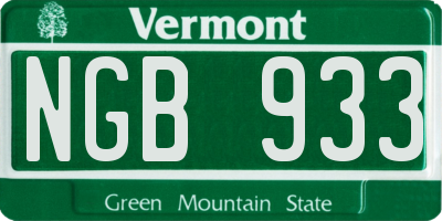 VT license plate NGB933