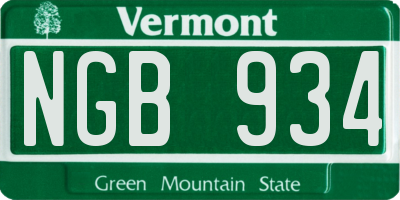VT license plate NGB934