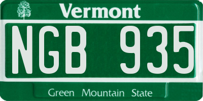 VT license plate NGB935