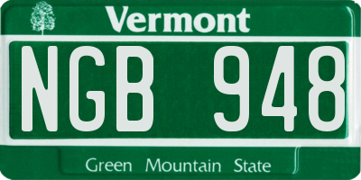 VT license plate NGB948