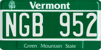 VT license plate NGB952