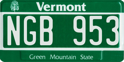VT license plate NGB953