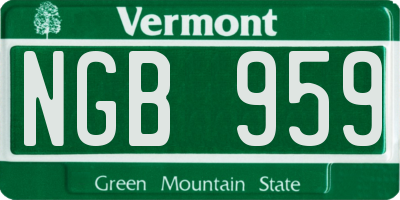 VT license plate NGB959