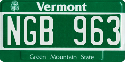 VT license plate NGB963