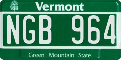 VT license plate NGB964