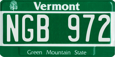 VT license plate NGB972