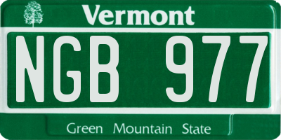 VT license plate NGB977
