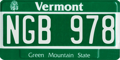 VT license plate NGB978