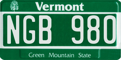 VT license plate NGB980