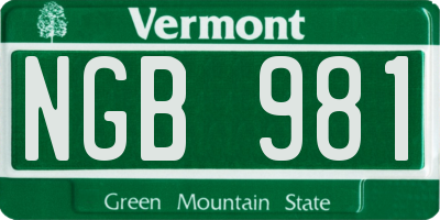 VT license plate NGB981