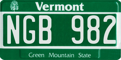 VT license plate NGB982