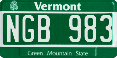 VT license plate NGB983