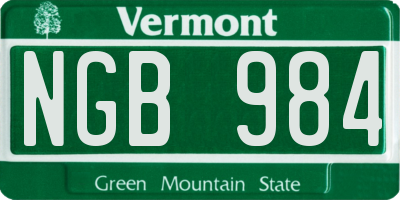 VT license plate NGB984