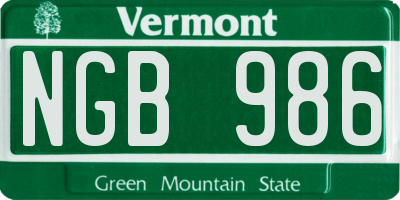 VT license plate NGB986