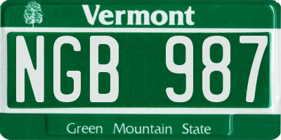 VT license plate NGB987