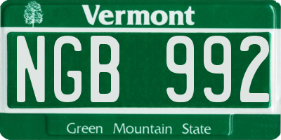 VT license plate NGB992