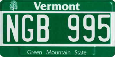 VT license plate NGB995