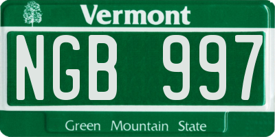 VT license plate NGB997