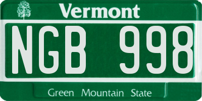 VT license plate NGB998