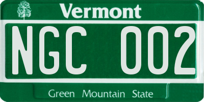 VT license plate NGC002