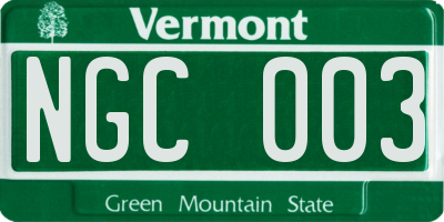 VT license plate NGC003