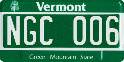 VT license plate NGC006