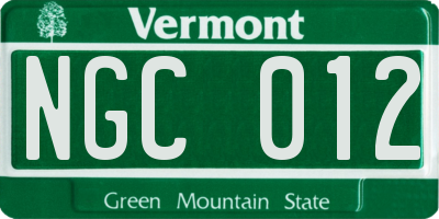 VT license plate NGC012